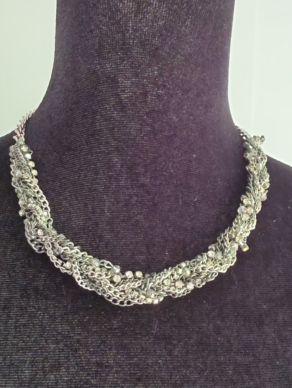 Chico's Silver-Tone Braided Multi-Chain Necklace